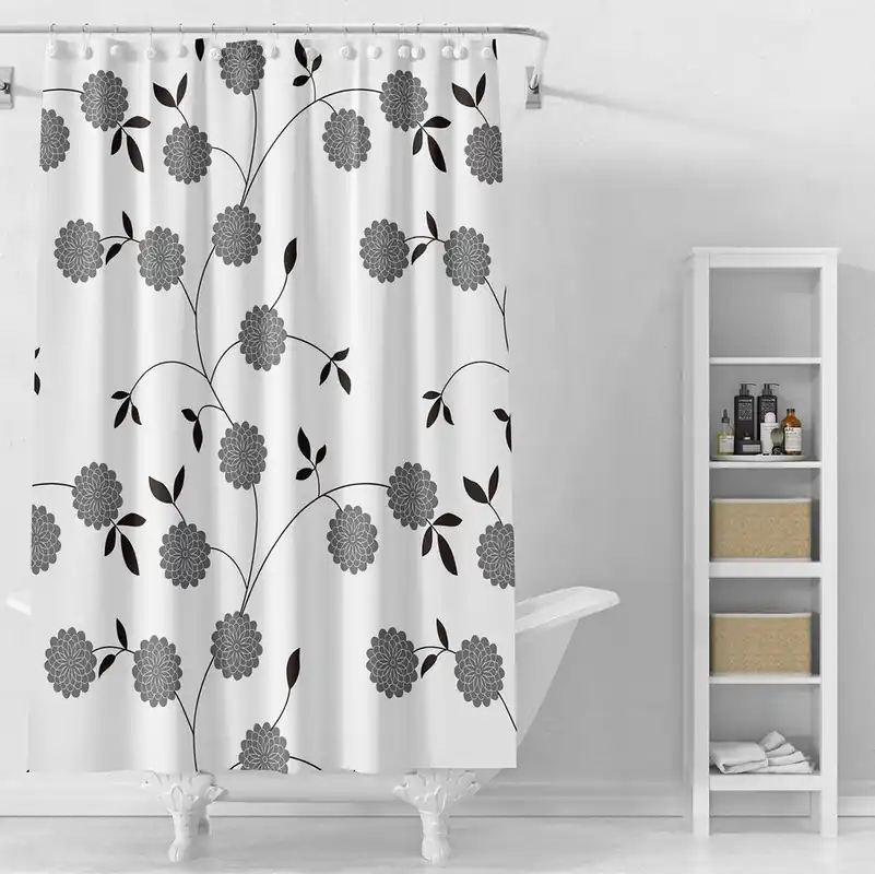Aqualine Sprchový závěs 180x180cm, vinyl, bílá, černé kytky ZV037 Kup Teď