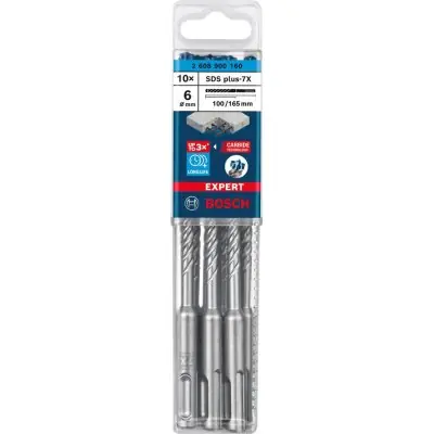 Příklepový vrták EXPERT 6 x 100 x 165 mm balení 10 ks SDS plus-7X Bosch 2608900160 Nejprodávanější