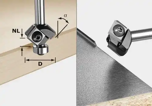 Originální Fazetovací fréza s vyměnitelnými břit.destičkami S8 HW 45° D27 12x12 KL 499807 FESTOOL