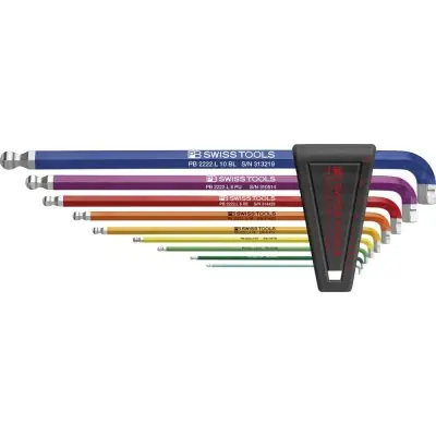 Winkelschraubendreher- Satz im Kunststoffhalter9-teilig1,5-10 90-100GradRainbow PB Swiss Tools PB 2222.LH-10 RB Tovární Cena