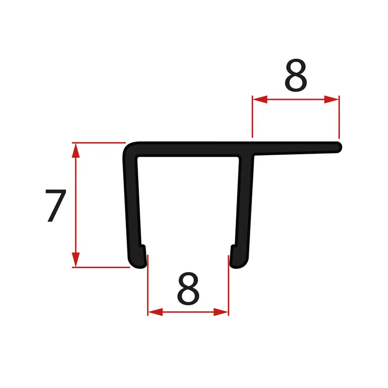 Must-Have Polysan Svislé těsnění pro sklo 8mm, 2000mm, černá NDRL02-2B