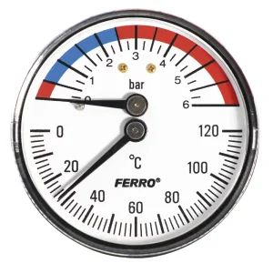 Termomanometr 63mm 1/2" AXIÁLNÍ 0-6bar TM63A Značkový