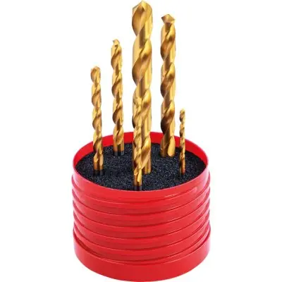 Víkendová Akce Sada spirálových vrtáků tvrdokov podle DIN338 TiN 2,5/3,3/4,2/5,0/6,8/8,5 mm kulatý box FORMAT 4317784620758