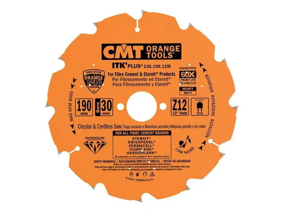 Značkový CMT ITK Diamantový pilový kotouč na cementotřískové desky - D165x1,8 d20(+15,87) Z10
