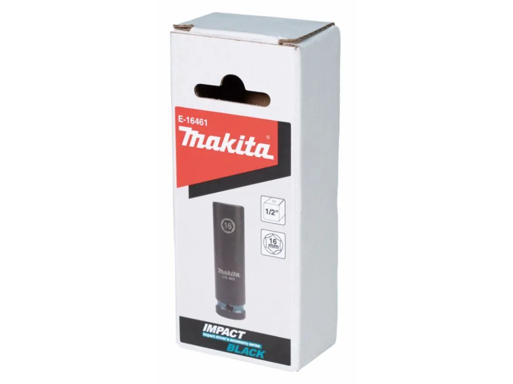 Finální Výprodej Makita E-16461 klíč nástrčný prodloužený 1/2", čtyřhran, IMPACT BLACK, 16mm
