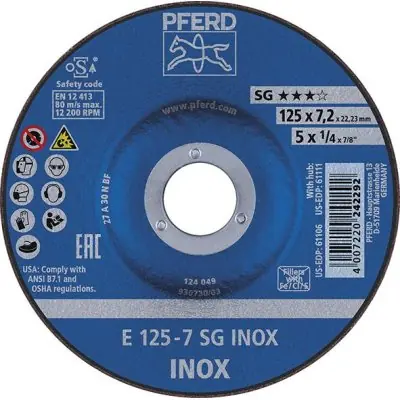 Hrubovací kotouč, prohnutý pro V2A A30NSG 115x7,2mm PFERD E115-7 A30NSG -INOX Horká Nabídka