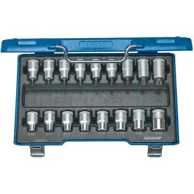Vrácení Zdarma Sada nástrčkové klíče 1/2" T20 do T60 a E10 do E24 17 ks GEDORE ITX 19TX-017